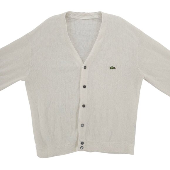 Vintage LACOSTE Cardigan White Men's Estimated Size LARGE - Picture 2 of 6